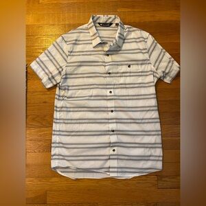 Travis Mathew Casual Striped Shirt - Gray and White - Men’s Medium